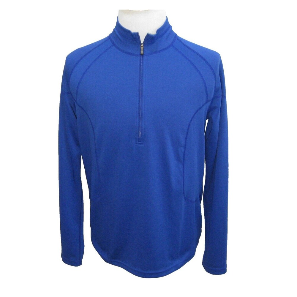 REI Men's (Size Large) Solid Blue Long Sleeve Athletic 1/4 Zip Shirt Fitness Top